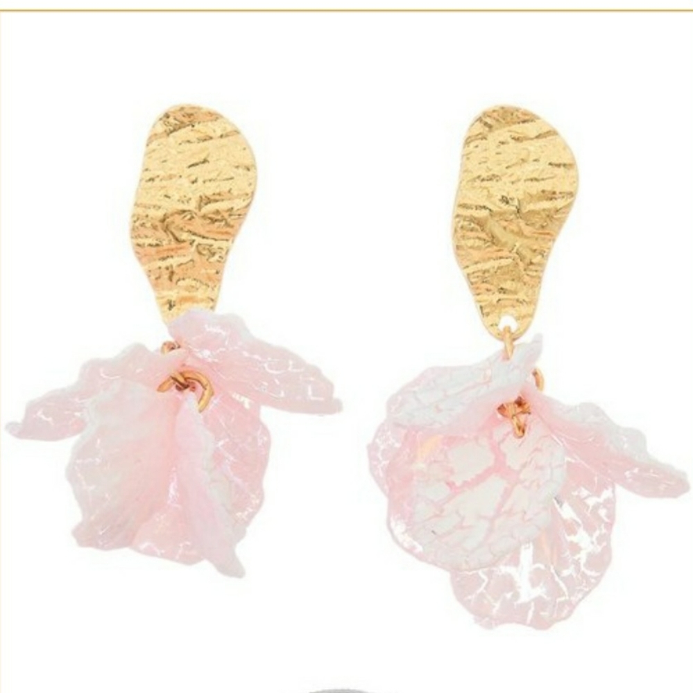 🌈 Amazing & Unique Earrings Pink & Gold Shell